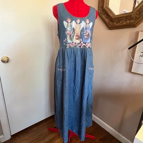 AMERI VINTAGE FIORE PRINT DENIM DRESS AMERI】KEILY FLOWER DENIM